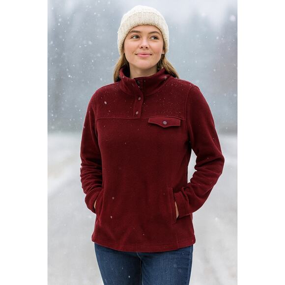32 Degrees Women’s Fleece Pullover Small Burgundy Long Sleeve Winter Top - Picture 1 of 4